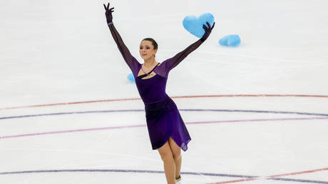 Kamila Valieva of Russia performs during the Russian Grand Prix of Figure Skating in Moscow, Russia on October 22, 2022