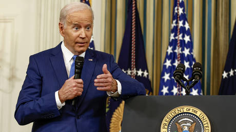 US President Joe Biden takes questions from reporters at the White House on November 09, 2022 in Washington, DC.