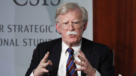 FILE PHOTO: John Bolton gestures while speaking at the Center for Strategic and International Studies (CSIS) in Washington, DC, September 30, 2019