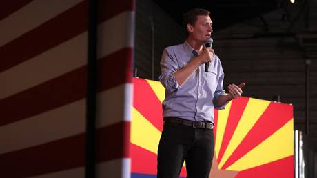 Blake Masters speaks at a campaign rally in Queen Creek, Arizona, November 5, 2022