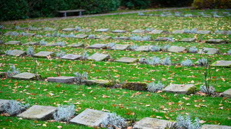 FILE PHOTO. Numerous new, old and partly weathered gravestones in the area of the international war gravesite at the Ohlsdorf cemetery.