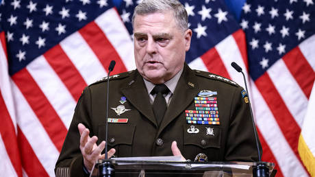 US Chairman of the Joint Chiefs of Staff, General Mark Milley gives a press conference at the NATO Headquarter in Brussels on October 12, 2022.