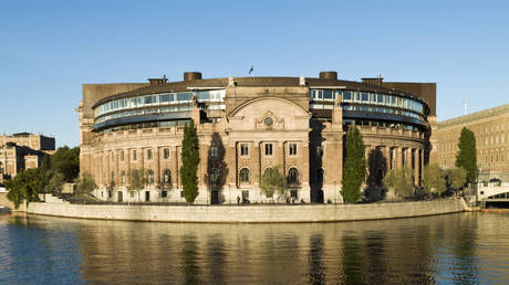 FILE PHOTO. Swedish Parliament building in Stockholm.