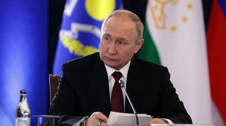 Russian Presidnet Vladimir Putin attends a CSTO summit in Yerevan, Armenia, on November 23, 2022.