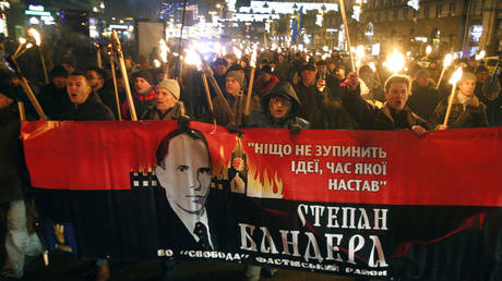 FILE PHOTO: A march in Kiev, Ukraine, commemorating a Ukrainian nationalist leader and Nazi collaborator, Stepan Bandera.