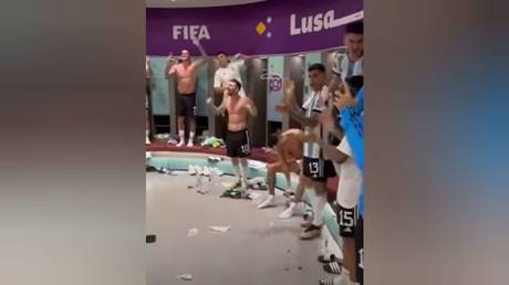 Messi and the Argentina team celebrated their win over Mexico in Qatar.