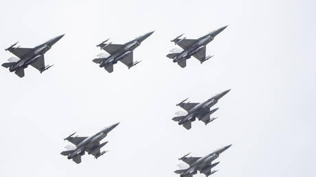 FILE PHOTO. F-16 fighters during military parade in Warsaw