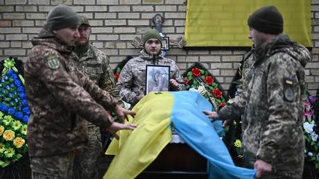 FILE PHOTO. The funeral of a military service member in Ukraine.