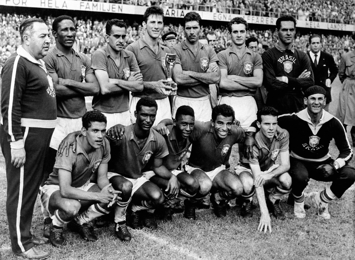 Brazil National Team 1958 Pele World Cup Football Shirt Kids