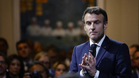 Emmanuel Macron speaks at the New Orleans Museum of Art (NOMA) in New Orleans, Louisiana, December 2, 2022.