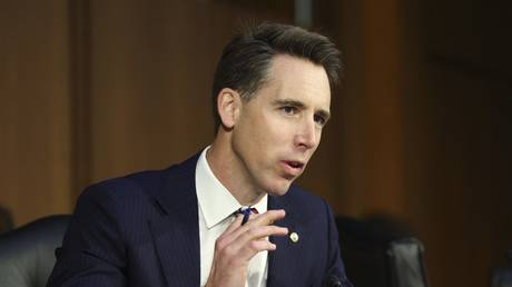 FILE PHOTO: Josh Hawley speaks during a Senate Judiciary Committee hearing on Capitol Hill in Washington, DC, September 13, 2022