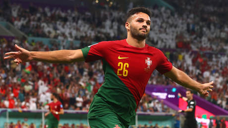 Goncalo Ramos scored a hat trick for Portugal against Switzerland © Chris Brunskill/Fantasista/Getty Images