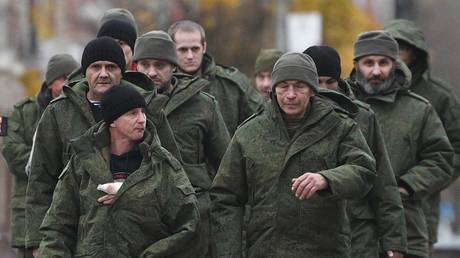 FILE PHOTO. Russian servicemen returning home after being released from Ukrainian captivity, November 6, Amvrosievka, Russia.