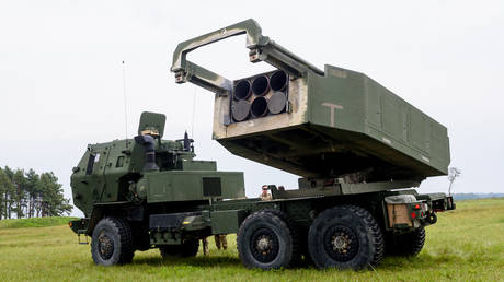 The High Mobility Artillery Rocket Systems (HIMARS) is pictured during the military exercise “Namejs 2022” on September 26, 2022 in Latvia.