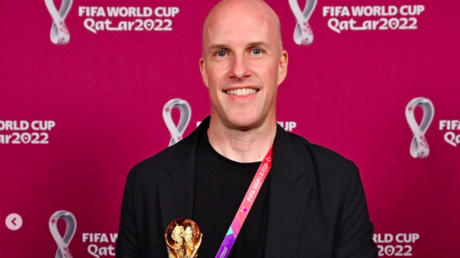 American football journalist Grant Wahl receives an honor at the FIFA World Cup in Qatar on November 29, 2022