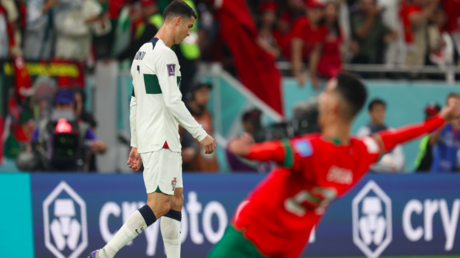 Cristiano Ronaldo of Portugal dejected at full time of the FIFA World Cup Qatar 2022 quarter final match