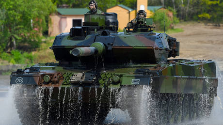 A Leopard 2 A7 main battle tank of the German armed forces.