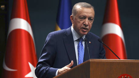 Recep Tayyip Erdogan speaks to the media during a press conference in Ankara, Türkiye,November 8, 2022