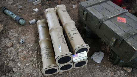 File photo: American 155-mm propellant charges, captured in Lisichansk during the special operation in Ukraine and displayed the Russian military at the Army-2022 exhibit