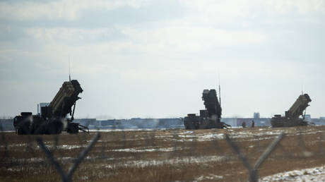 FILE PHOTO. Three MIM-104 Patriot missile systems at Rzeszow Airport, Poland.