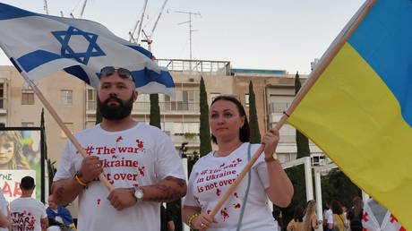 A pro-Ukrainian rally in Tel Aviv. 

AFP / Jack Guez