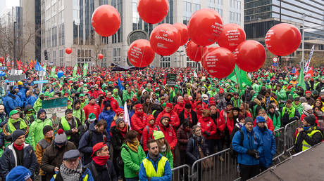 Thousands protest cost-of-living crisis in EU country