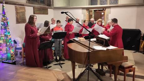 Choir singers at Mayor's Carol Service in All Saints With Holy Trinity in Loughborough, England.