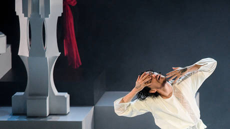 FILE PHOTO. Ballet dancer and actor Sergei Polunin dances in the "Rasputin" ballet in Barvikha concert hall outside Moscow.