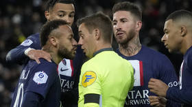 Neymar sent off for diving on return to action in France