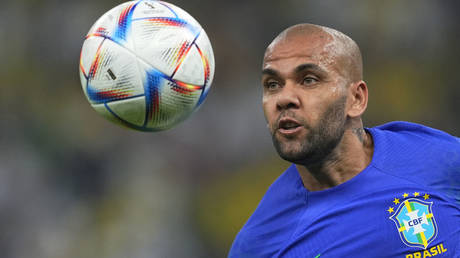 Dani Alves of Brazil looks on during the FIFA World Cup Qatar 2022 Group G match between Cameroon and Brazil