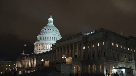 The US Capitol is seen at night, after the sixth failed vote to elect a speaker of the House, in Washington, DC, January 4, 2023.