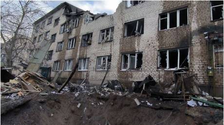 A destroyed building in Vasilyevka in Russia’s Zaporozhye Region, January 4, 2023.