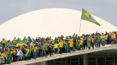 Supporters of Brazilian former President Jair Bolsonaro invade the National Congress in Brasilia.