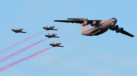 FILE PHOTO. Belarusian Air Force planes during a parade.
