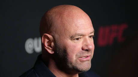 UFC president Dana White is interviewed backstage after the UFC 279 press conference at MGM Grand Garden Arena