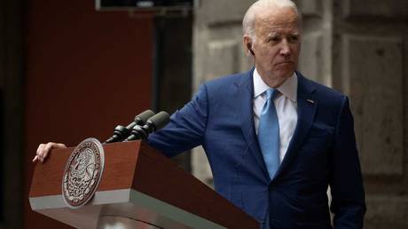US President Joe Biden looks on during remarks at the end of the 10th North American Leaders’ Summit at the National Palace in Mexico City on January 10, 2023.