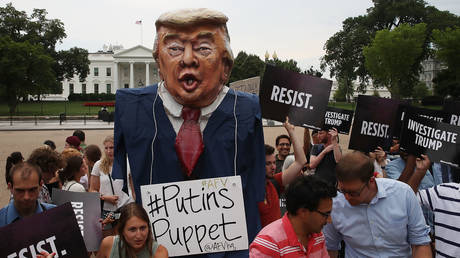 FILE PHOTO: Democrat activists against US President Donald Trump in front of the White House in Washington, DC.