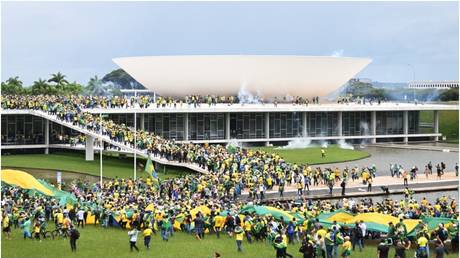 Supporters of former President Jair Bolsonaro in Brasilia, Brazil, January 8, 2023.