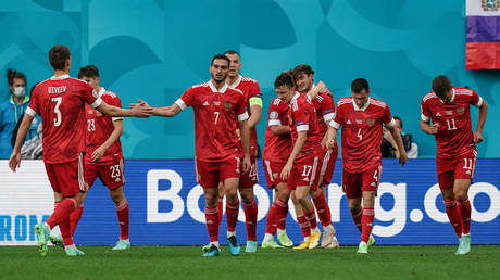 The Russian team pictured at UEFA Euro 2020. The last time they played an official match was November 2021.