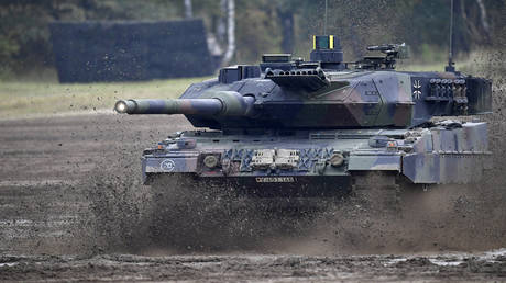 FILE PHOTO. The Leopard 2A7 main battle tank of the German Armed Forces participates in the "Land Operations" military exercises during a media day at the Bundeswehr training grounds on October 14, 2016 near Bergen, Germany.