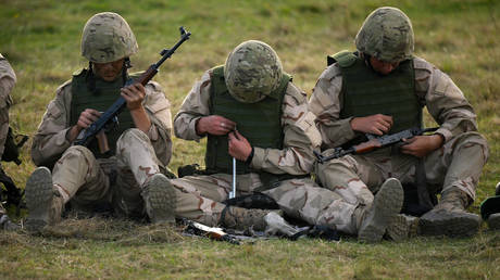 FILE PHOTO: Ukrainian troops during training abroad.