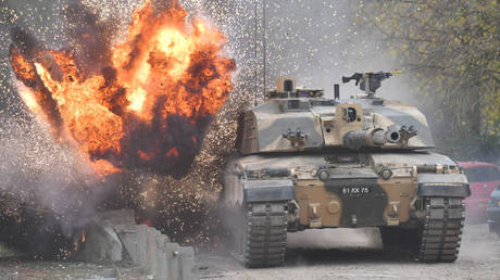 FILE PHOTO: A Challenger 2 main battle tank during a demonstration.