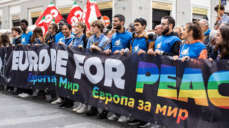 FILE PHOTO. A pro-peace rally in Rome, Italy.