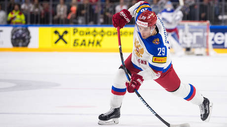 Russia's Ivan Provorov during the Ice Hockey World Championship semi-final match between Canada and Russia