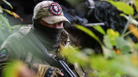 A serviceman of Russian private military company Wagner Group in the Lugansk People's Republic.