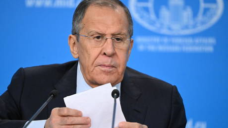 Russian Foreign Minister Sergey Lavrov attends an annual news conference in Moscow, Russia.