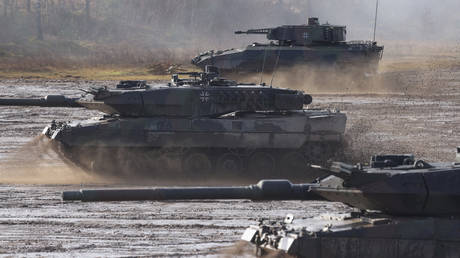 FILE PHOTO: A German-made Leopard 2 battle tank.