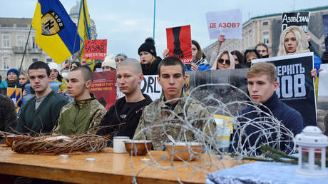 FILE PHOTO. A pro-Azov protest in Kiev.