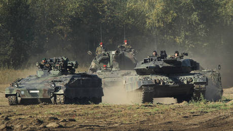 FILE PHOTO: A Leopard 2 battle tank.
