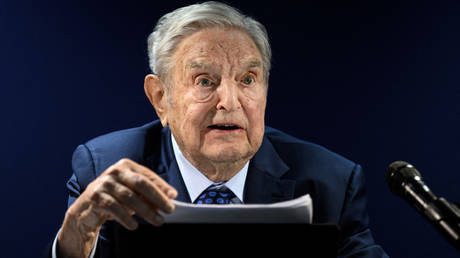 Hungarian-born US investor and philanthropist George Soros addresses the assembly on the sidelines of the World Economic Forum (WEF) in Davos.